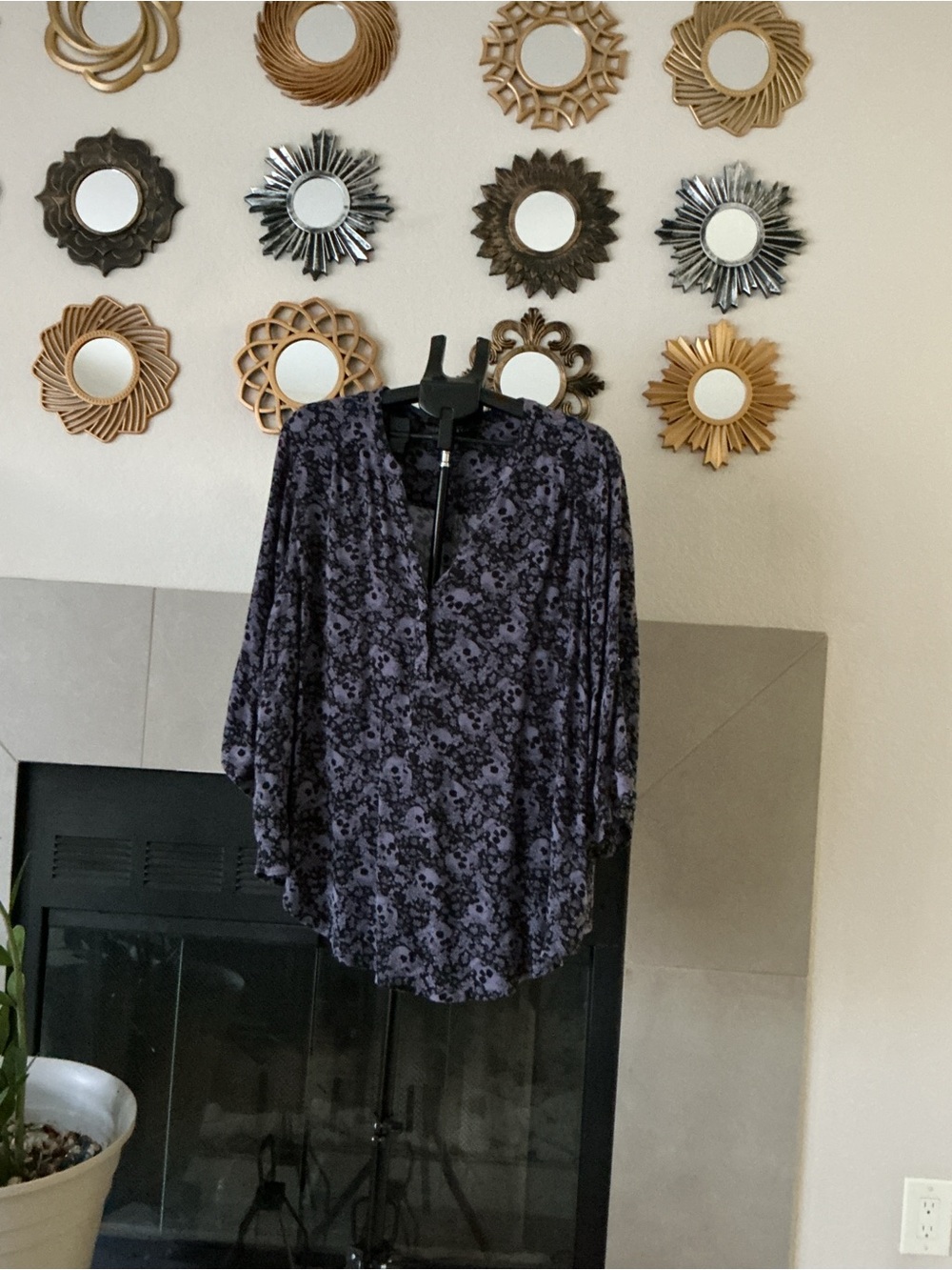 torrid Purple Floral Split V-Neck Blouse